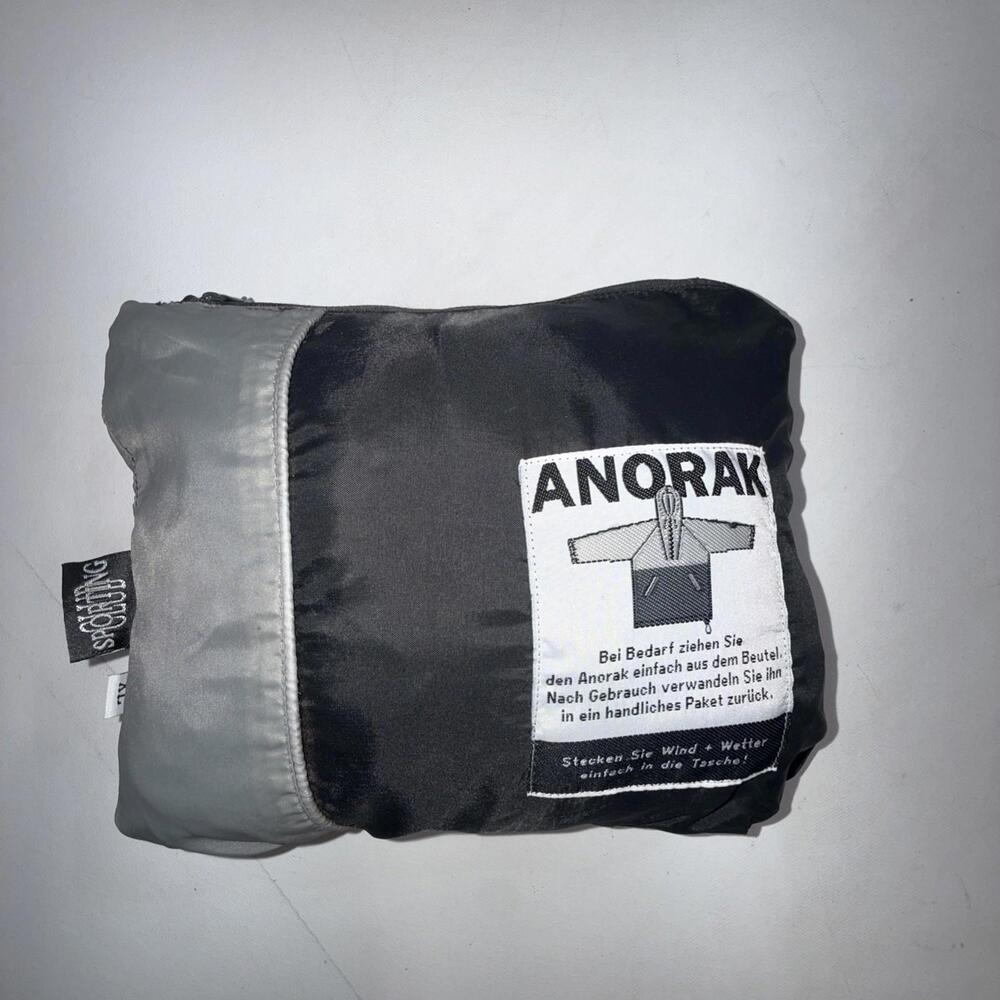 Vintage 90's Y2K ANORAK Windbreaker Hoodie‎ Pouch Packable Gray Jacket XL